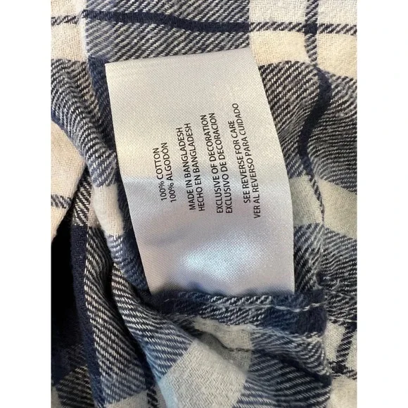 GAP Womens XL Flannel Shirt Blue White Plaid Long Sleeve Button Down‎ Top - Picture 9 of 10